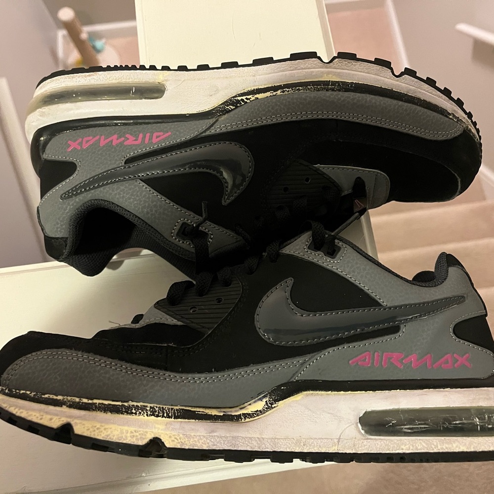 Nike Air Max Black and Gray with Pink Accents, size 11.
